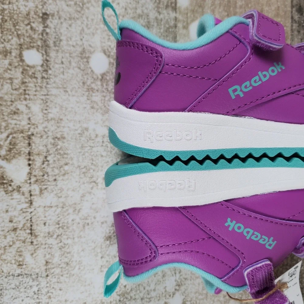 Reebok Weebok Clasp Low 2 Toddler Shoes Sz 9 Purple Aqua White Leather Sneakers